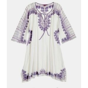 Calypso St‎ Barth Cream Purple Dress Coverup Sz XS Beaded Mini Boho
Embroidered